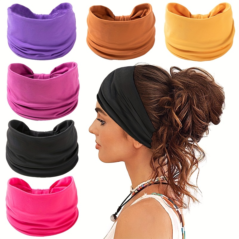 Workout Headbands For Women Running Sports - Wide Sweat Band Yoga Gym  Accessories Elastic Head Band Sweatband 4 Pack 
