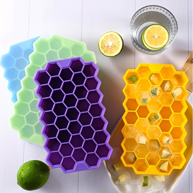 Ice Cube Tray Silicone Ice Cube Tray With Lid Flexible Ice Tray Easy  Release Honeycomb Shaped Ice Cube Mold Creates 12 Small Ice Cubes For Ice  Drinks Whiskey And Cocktail