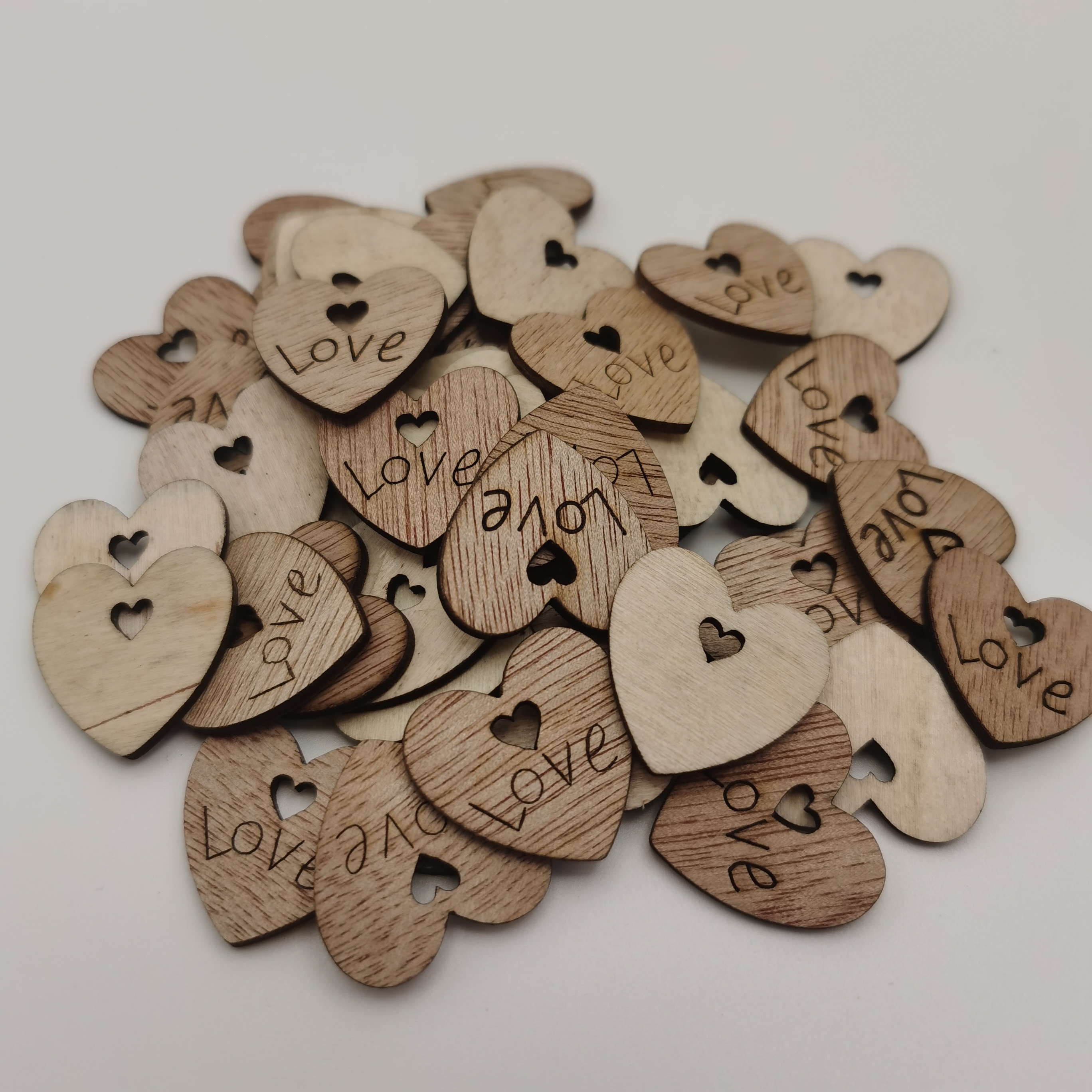 50pcs Wooden Hearts Paintable Wood Cutouts Unfinished Wood Heart