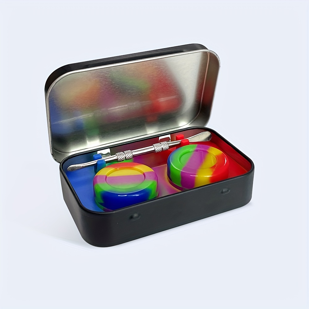 Silicone Wax Container With Metal Tools Portable Storage - Temu
