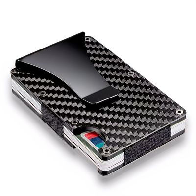 minimalist wallet with cash strap carbon fiber rfid blocking card holder wallet money clip aluminum alloy anti theft wallet