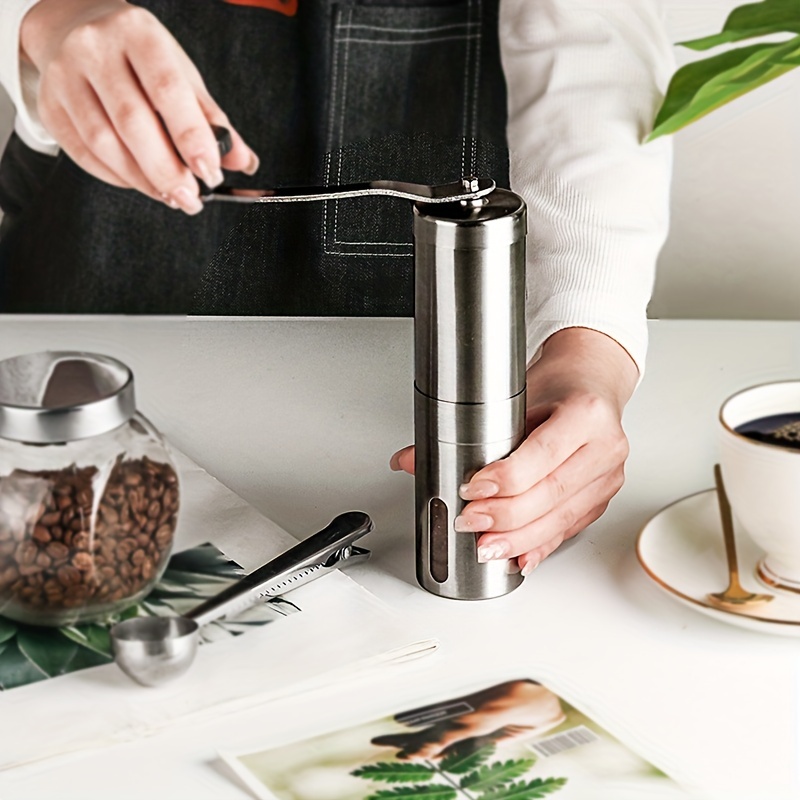 1pc Manual Coffee Grinder, Ceramic Burr Coffee Bean Grinder, Portable Crank  Coffee Grinder With Stainless Steel Housing And Detachable Handle