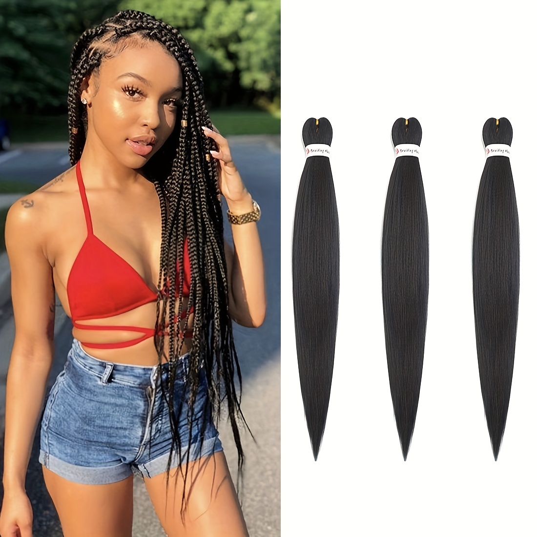 36 Inch Pre-Stretched Braiding Hair - 6 Packs Long Hair For Braids