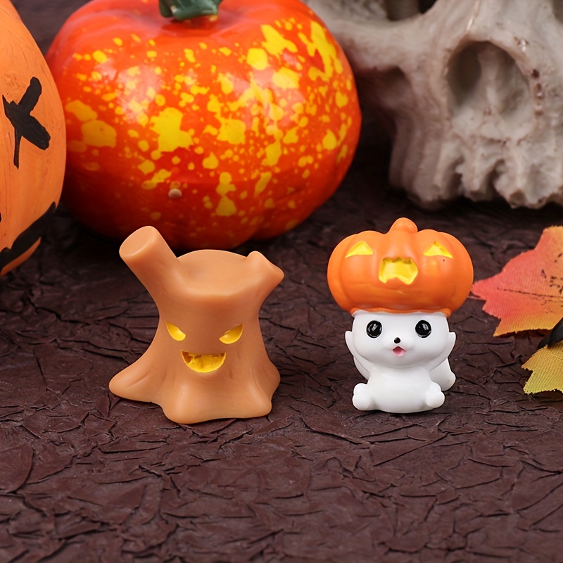 8pcs Halloween Mini Ornaments Rabbit Ghost Cat Dollhouse Toy