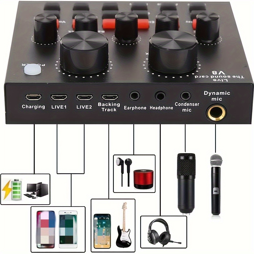 V8 Sound Card Live Broadcast Equipment Set Influencer - Temu