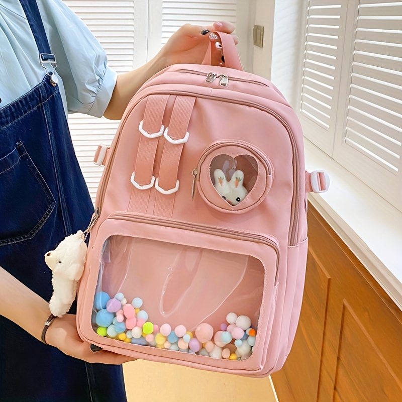 Sac à dos d'école Kawaii Clear Pocket sac à dos de rentrée - Temu