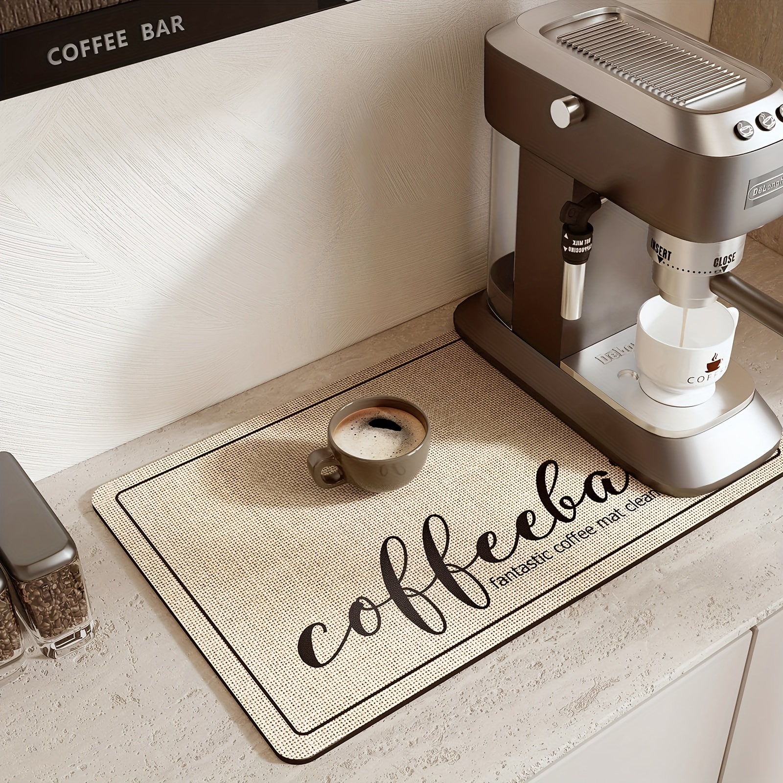 Coffee Bar Mat: 17 X 31 Coffee Maker Mat for Countertop, Hide Coffee  Stains Absorbent Coffee Mat, Non-Slip Rubber Backed, Coffee Bar Accessories  Fit