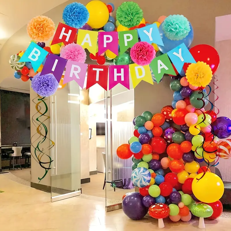 Rainbow Colorful Birthday Decorations Happy Birthday Banner - Temu