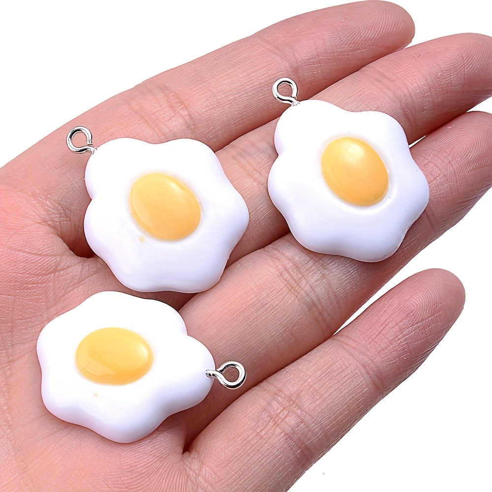 10 PC creative simulation food resin fried egg keychain pendant