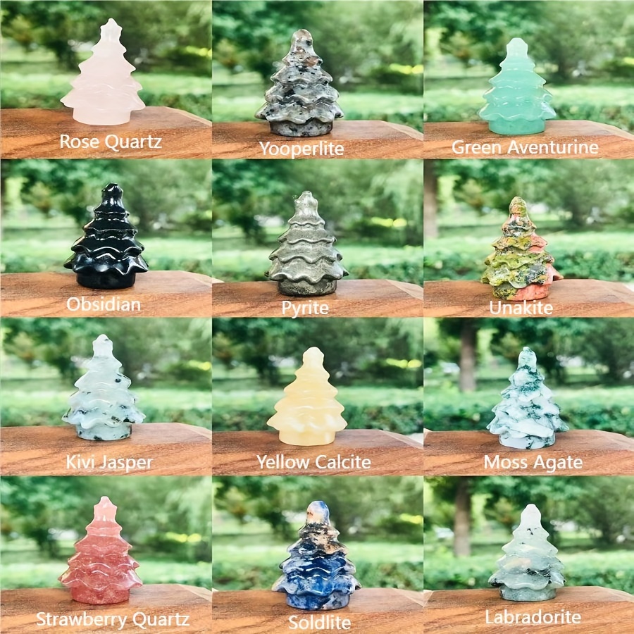 Natural Crystal Mini Christmas Trees Figurine Handmade - Temu