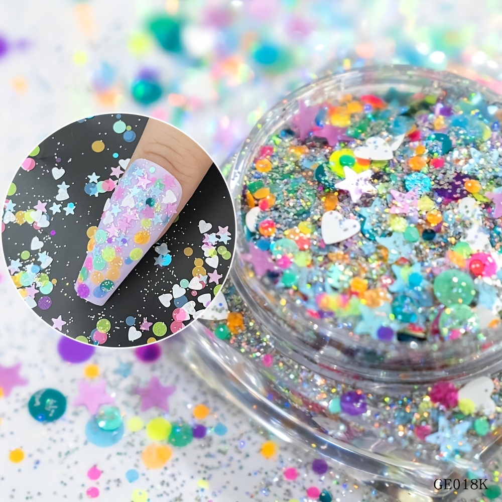 5 Jars Nail Confetti Powder Chameleon Flakes Paillette Chrome Nail Powder  Irregular Nail Art Glitter Sequins Flakes