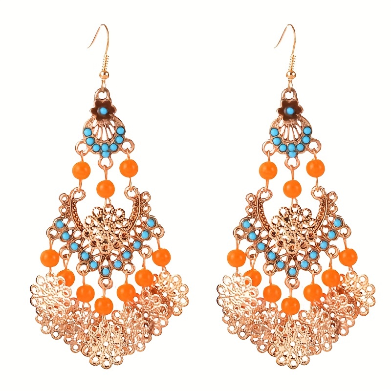 

Vintage Boho Beads Tassel Drop Dangle Earrings Chic Design Party Holiday Decor For Women 1pair