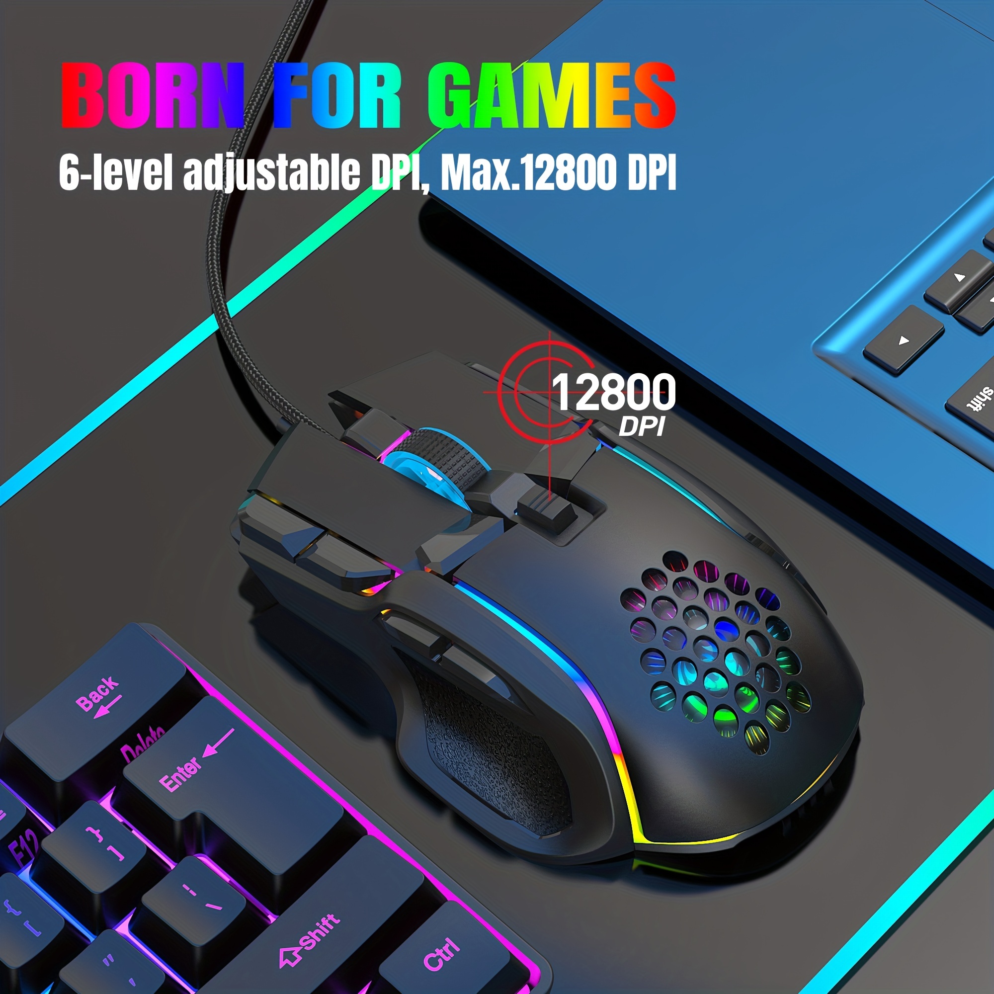 Wired Mouse,Gaming Mouse,7 Keys 7-Speed DPI RGB Streamer Computer