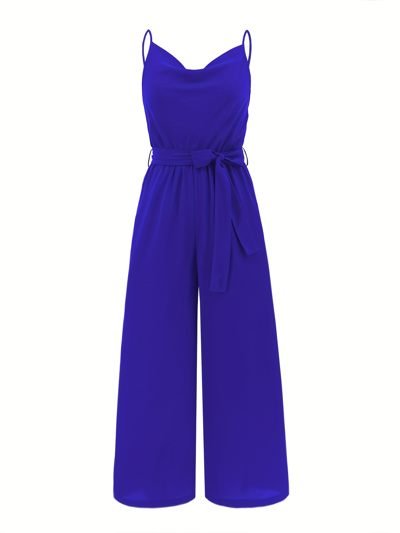 Modal Cotton Blue Solid Cami Wide Leg Romper - Boujee Boutique