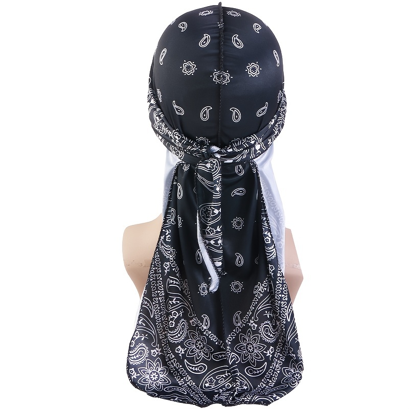 Cashew Flower Print Simulated Silk Streamer Pirate Hat Cape Turban Hat 