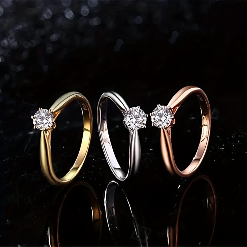 Women'S Classic Wedding Ring Forever Easy Six-Claw Synthetic Zirconia Fashion Single Stone Engagement Wedding Gift Ring Jewelry