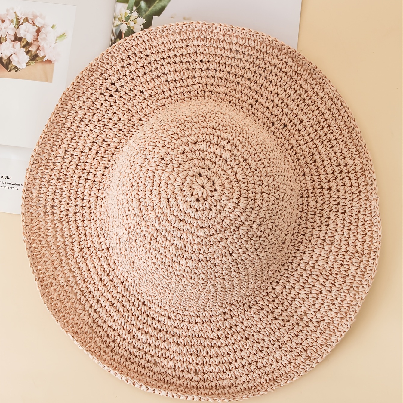 Women's Crochet Big Brim Straw Hat Beach Sun Hat
