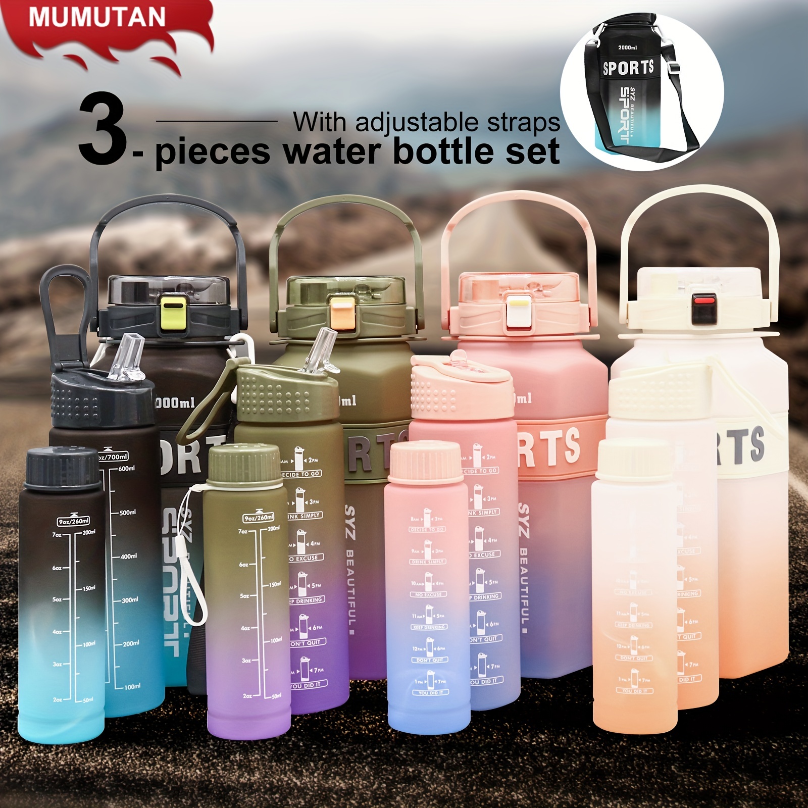 Leakproof Bpa free Water Bottle With Scale And Straw Perfect - Temu