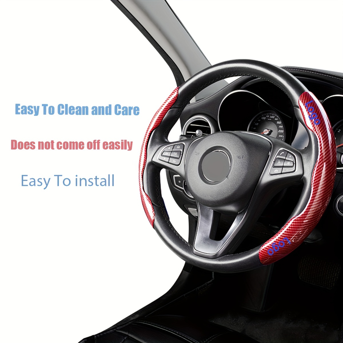 Car Carbon Fiber Anti-skid Steering Wheel Cover, Segmented