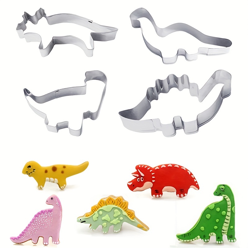 

4pcs Dinosaur Cookie Cutter Set, Cake Mold For Dinosaur Birthday Party Cakes, Biscuits And Sandwiches, Pastry Cutter, Biscuit Molds, Baking Tools, Kitchen Gadgets, Kitchen Accessories