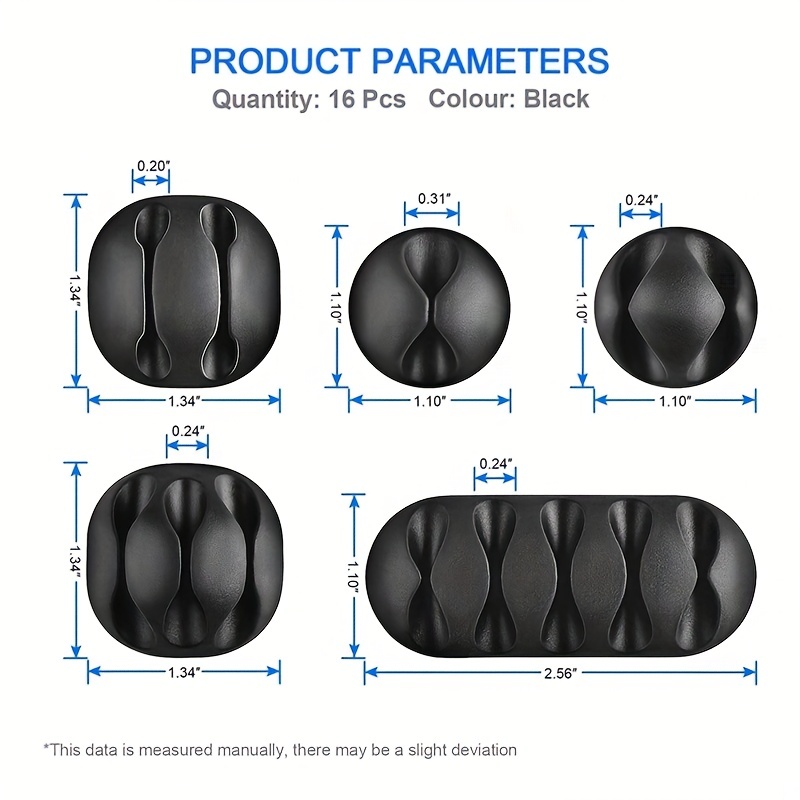 16 confezioni di fermacavi adesivi neri gestione ideale dei - Temu Italy