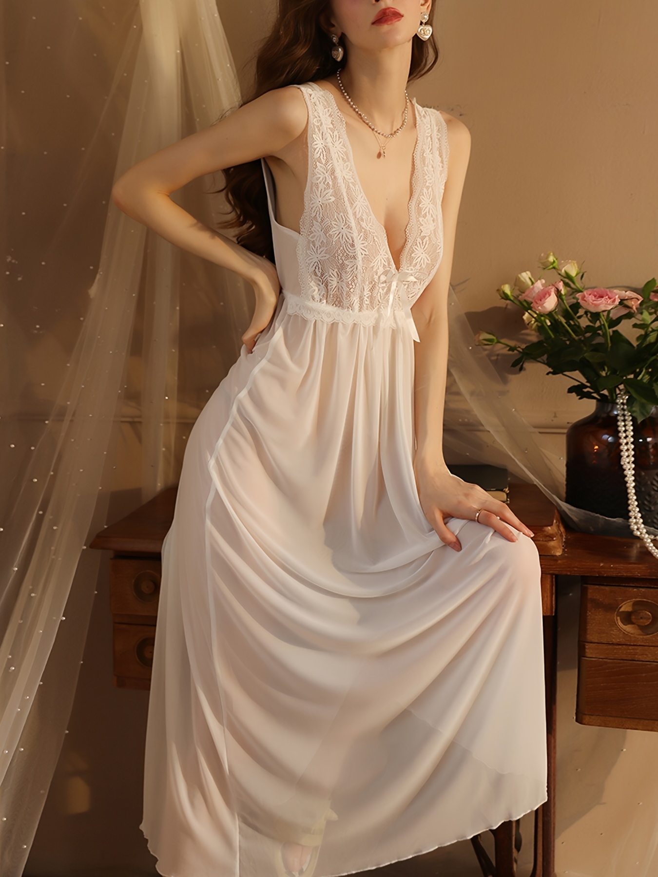 Sheer Nightgown - Temu