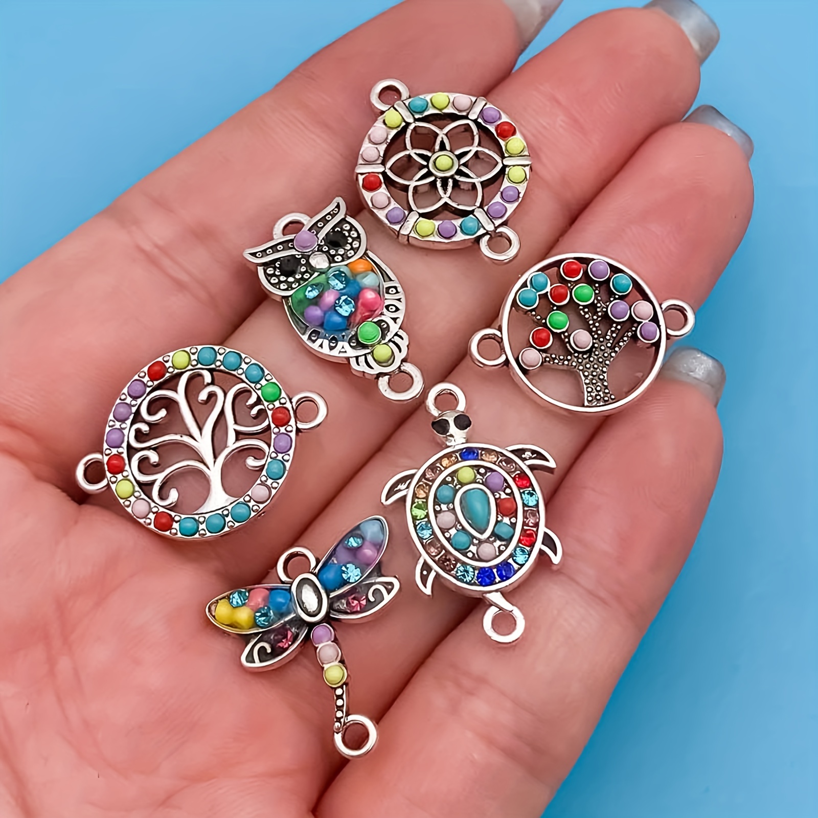 10Pcs Zinc Alloy Metal Enamel Flower Charms For Jewelry Making Supplies DIY  Cute Earrings Pendant Bracelet
