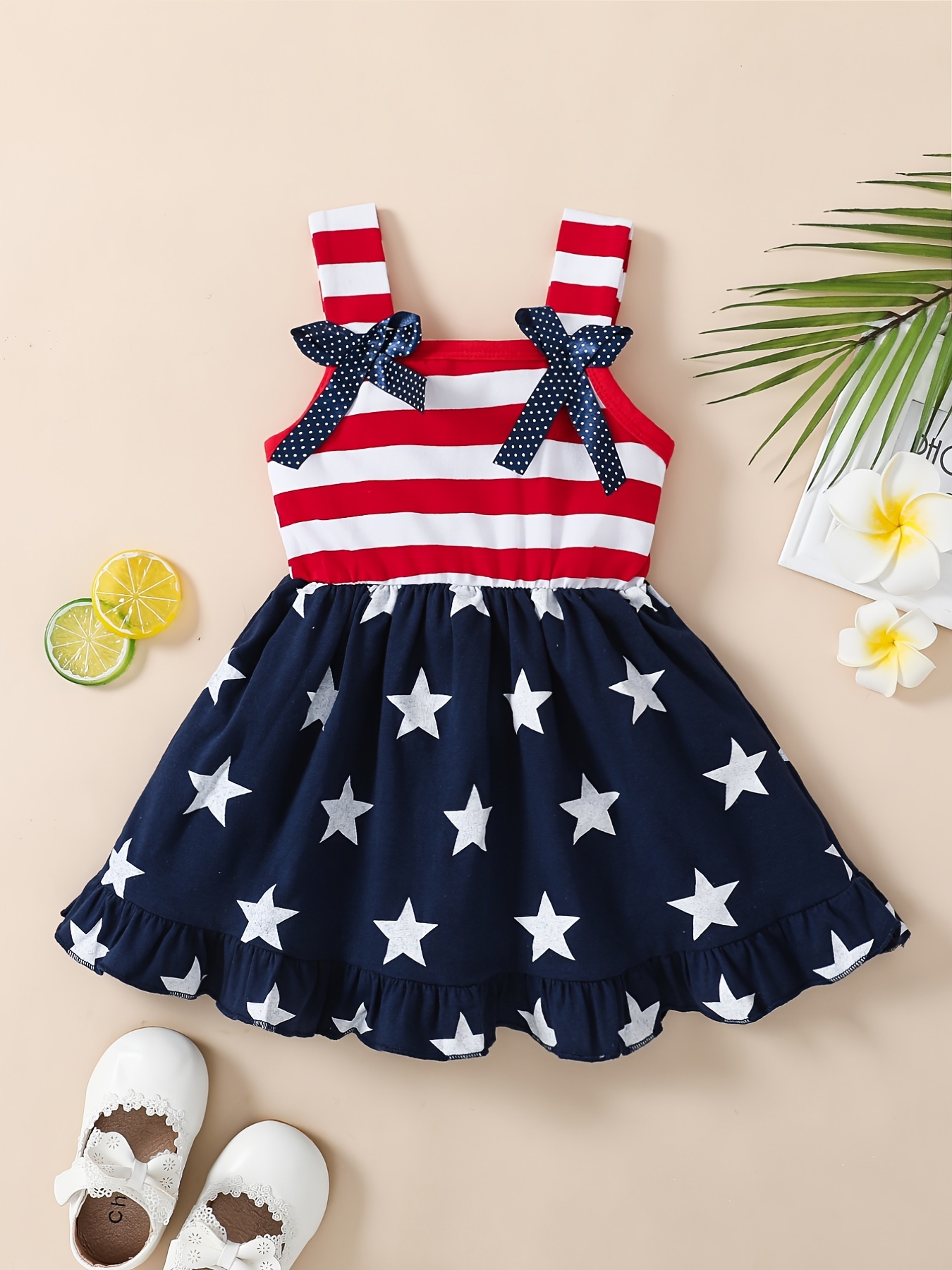 CM-Kid Little Girls Dress Summer Toddler Girl Clothes 4th of July