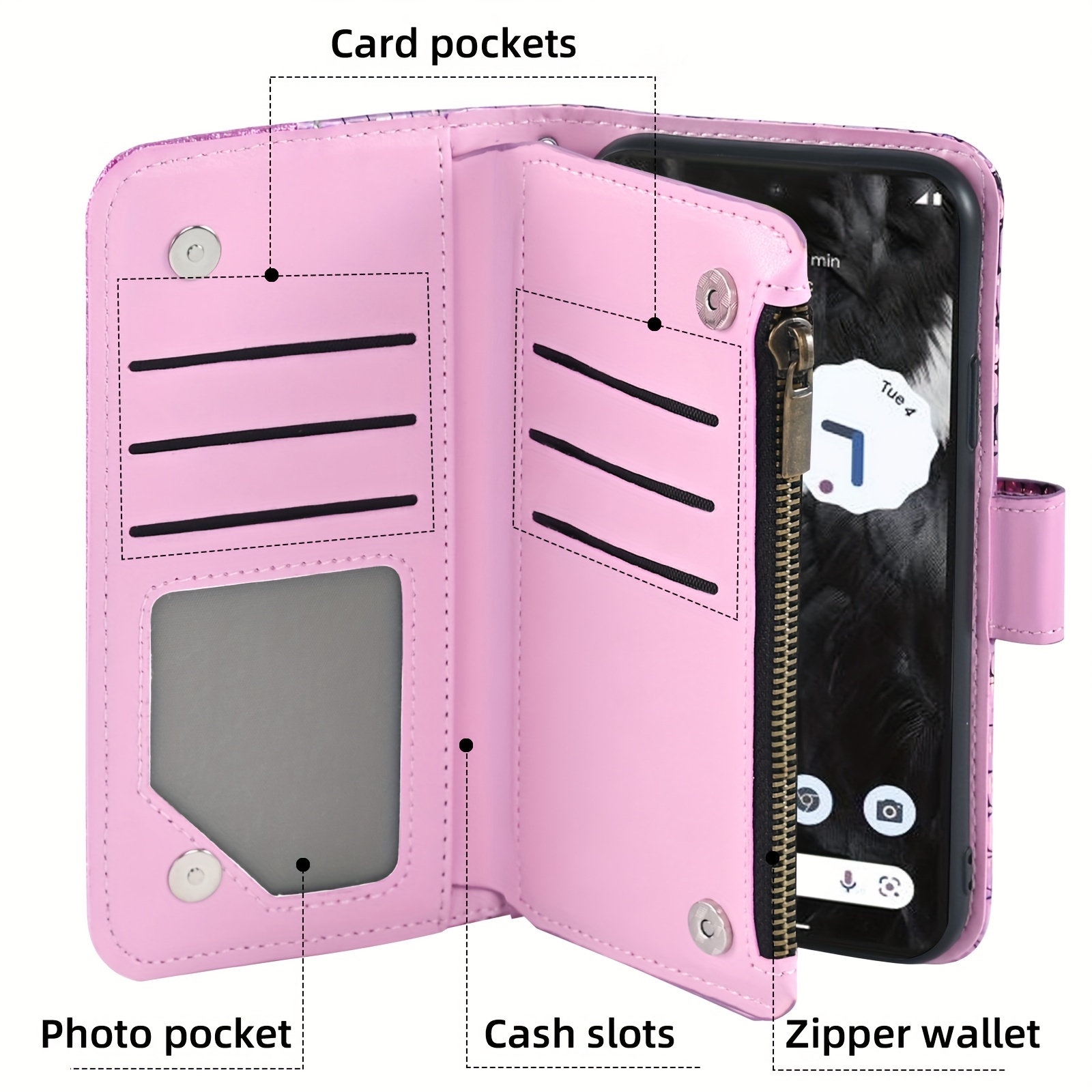 glitzer handytasche geldbörse google pixel Temu Switzerland