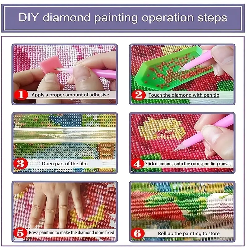 Paquete de 6 kits de pintura de diamantes 5D para adultos, kit de arte de  diamantes de perforación completa con diamantes, diamantes de imitación