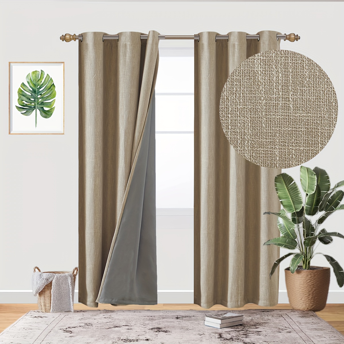 Set of 2 Heavy Weight Minimalist Blackout Curtains Thermal