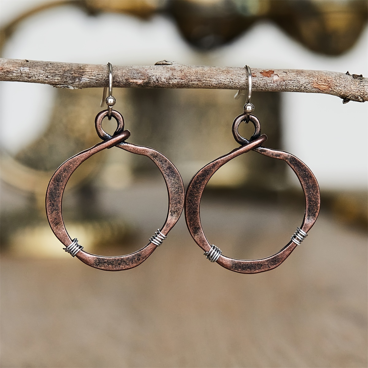 Orecchini pendenti in pelle stile vintage bohémien, realizzati a