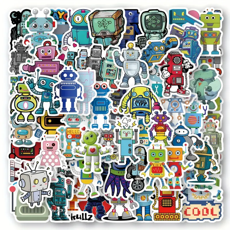 Robot Stickers The Toy Robot Stickers For Scrapbooking - Temu United Arab  Emirates
