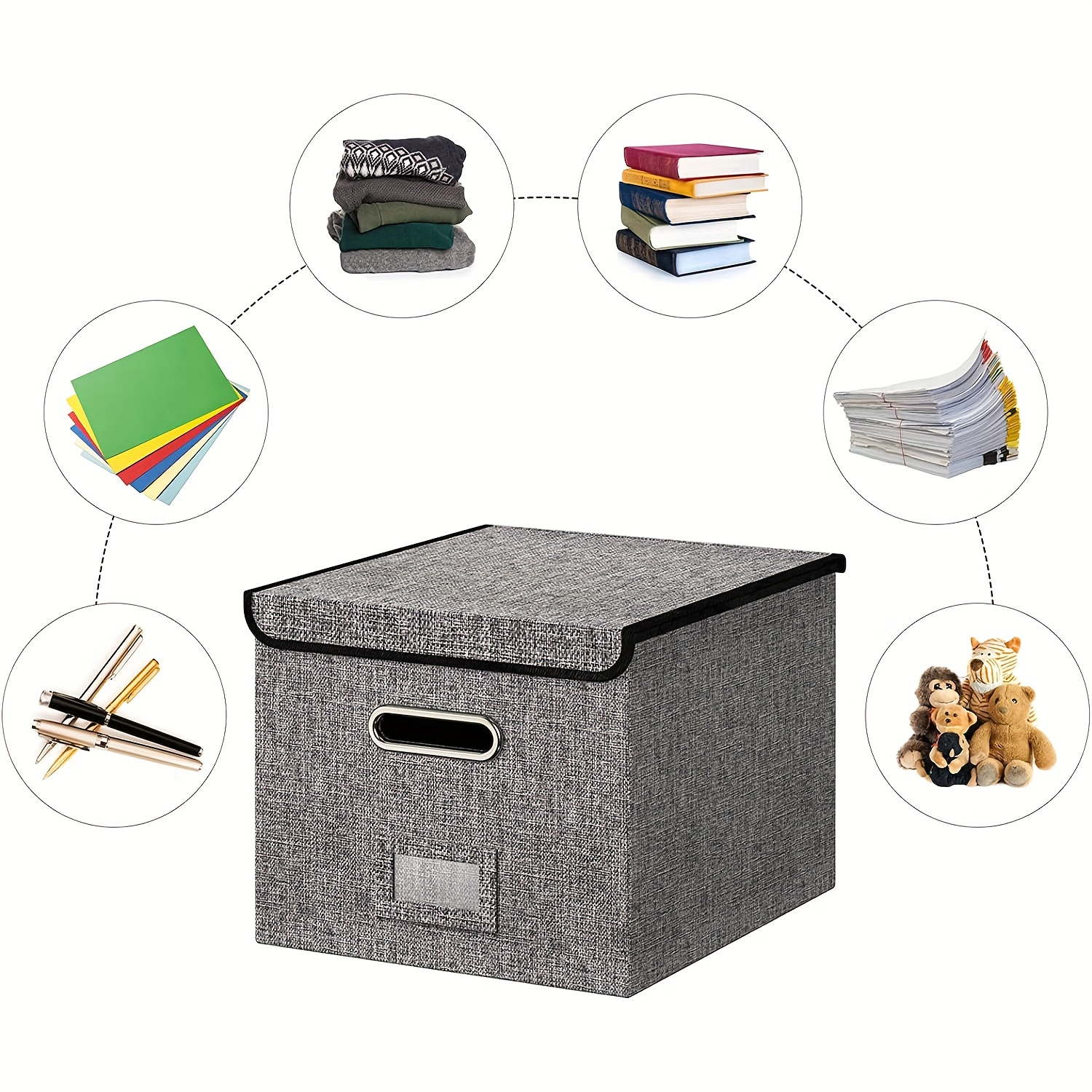 Boîte De Rangement De Fichiers Avec Couvercle, Dossiers Suspendus, Format  Lettre, Organisateur De Documents Pliable, Organisateur De Fichiers Pliable  De Bureau Portable, Bureau À Domicile, Gris Pour Suspendre Une  Lettre/dossier Légal/certificat 