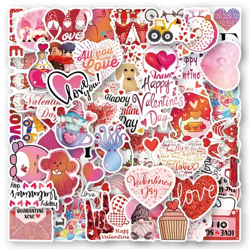 Dream Loom Valentines Heart Stickers 60 Sheets Valentine's Day Love Decorative Stickers for Anniversaries Party Wedding (Colorful)