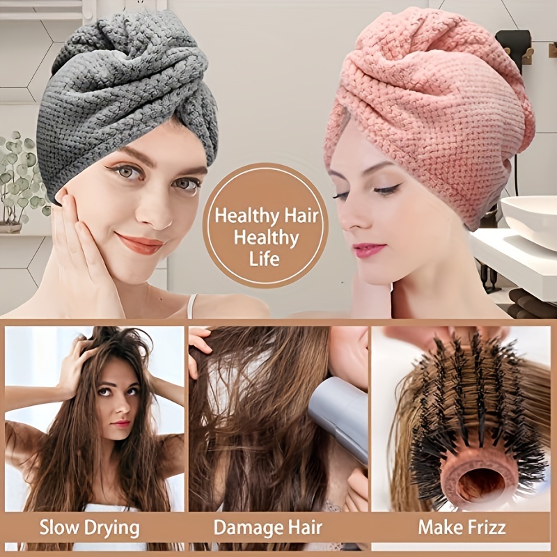 Serviette Microfibre Cheveux, 3 Pcs Super Absorbant Serviettes de Séchage,  Serviettes Turban pour Cheveux Secs Rapidement pour Femmes Filles, Chapeau