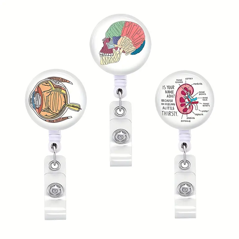 Nurse Badge Reel Retractable Badge Holders Brain Heart Lung - Temu