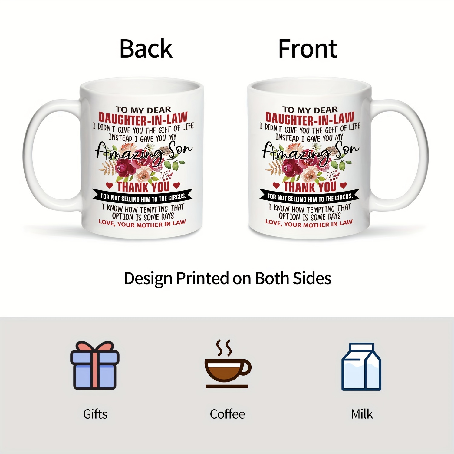 YHRJWN Christmas Mothers Day Gifts from Daughter in Law, Dear Mother in Law  Coffee Mug, Mother