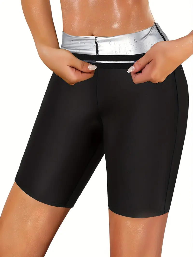 Sauna Sweat Shorts For Women High Waist Body Shaper Shorts Compression  Workout Shorts Silver Heat Trapping Sauna Leggings