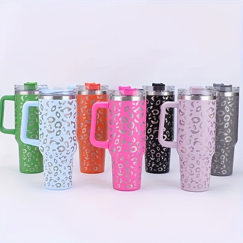 Leopard Print Thermal Cup, Portable Large Capacity Water Bottles