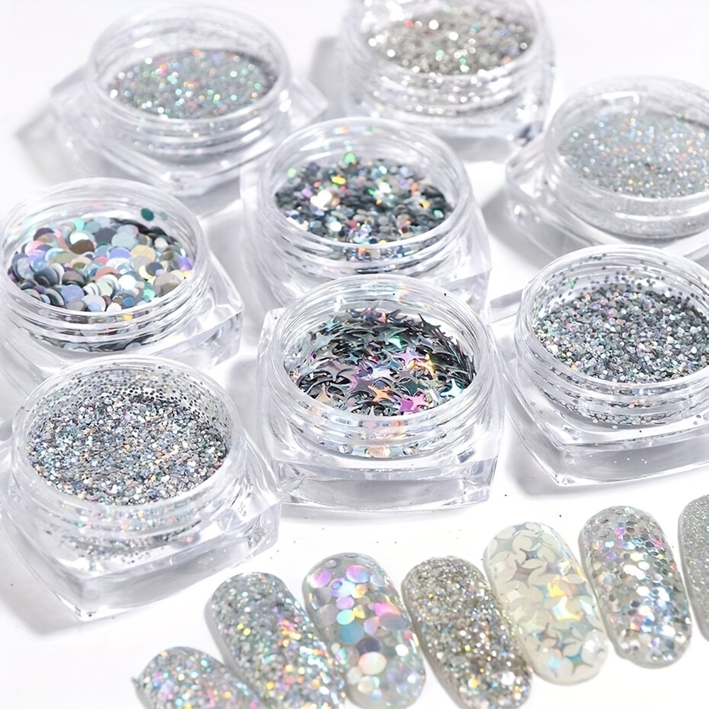 Uñas Glitter Polvo Nail Art Lentejuelas Metalizado Brillante Escamas  Coloridas Uñas Glitter Set Para Uñas Decoración 6 Cajas