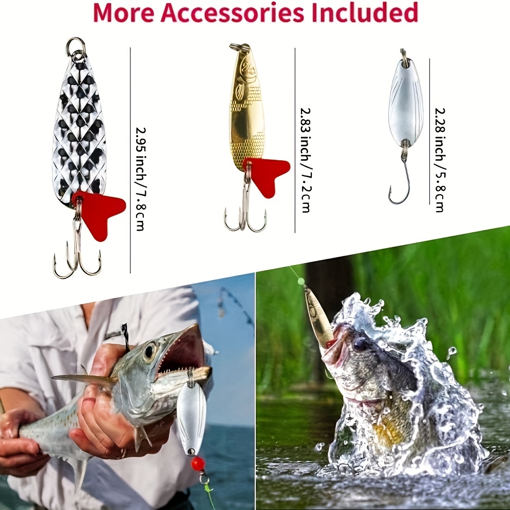 23pcs Complete Fishing Lures Kit for Bass, Trout, and Salmon - Includes  Spoon Lures, Soft Plastic Worms, Crankbait, Jigs, and Hooks - Perfect for  Fres