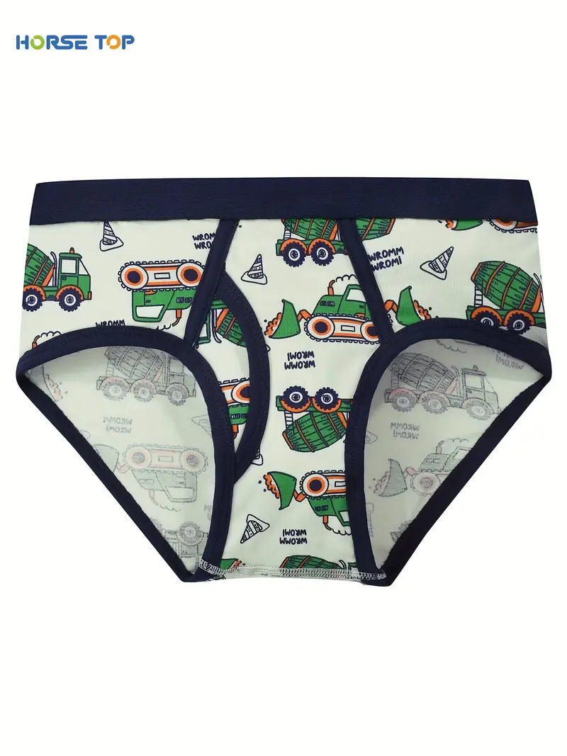 Boys Cartoon Car Print Underwear Set Cozy Comfy Top Gift - Temu