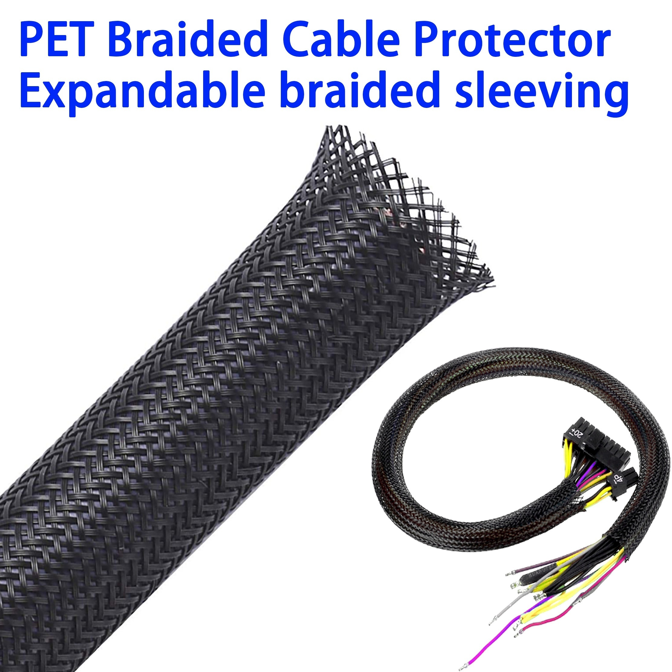  PET Expandable Braided Sleeving Wire Loom 3/4 Inch Cable  Wrap Cable Sleeve Wire Protector Sleeve Tubing 25Feet