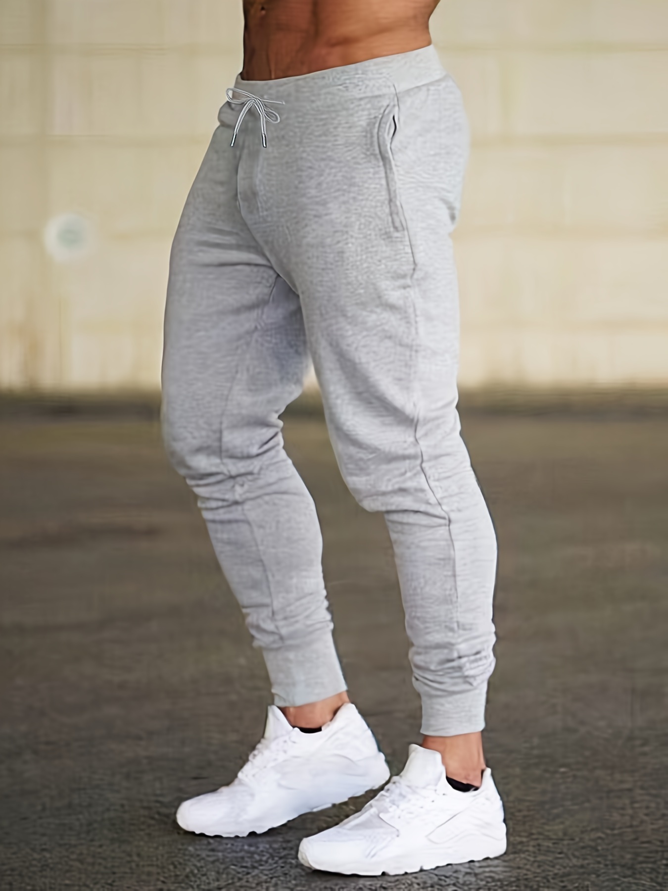 Wholesale Men's Drawstring Stretch Jogger Pants Grey