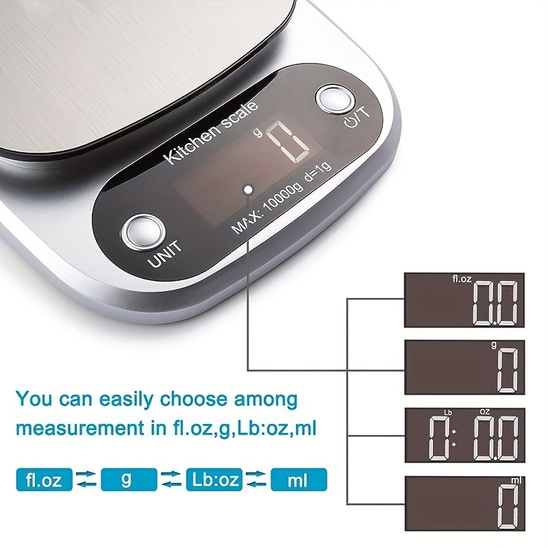 22lb/10kg Food Scale, Digital Kitchen Scale Measures Grams and Ounces -  White 