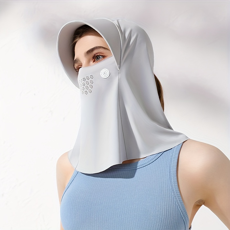Sun Proof Hoodie Face Covering With Brim Mesh Ice Mask Neck Gaiter