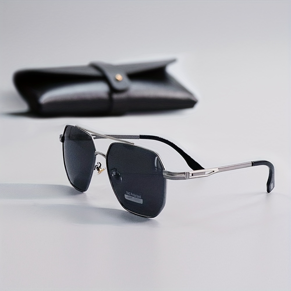 Classic Polygonal Polarized Sunglasses Metal Frame Double Bridges