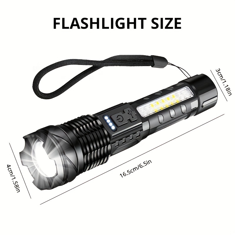 lampe de poche ultra puissante lampe de poche tactique longue portée torche  puissante USB-C lampe à main LED rechargeable utilisation batterie  18650/26650 - AliExpress