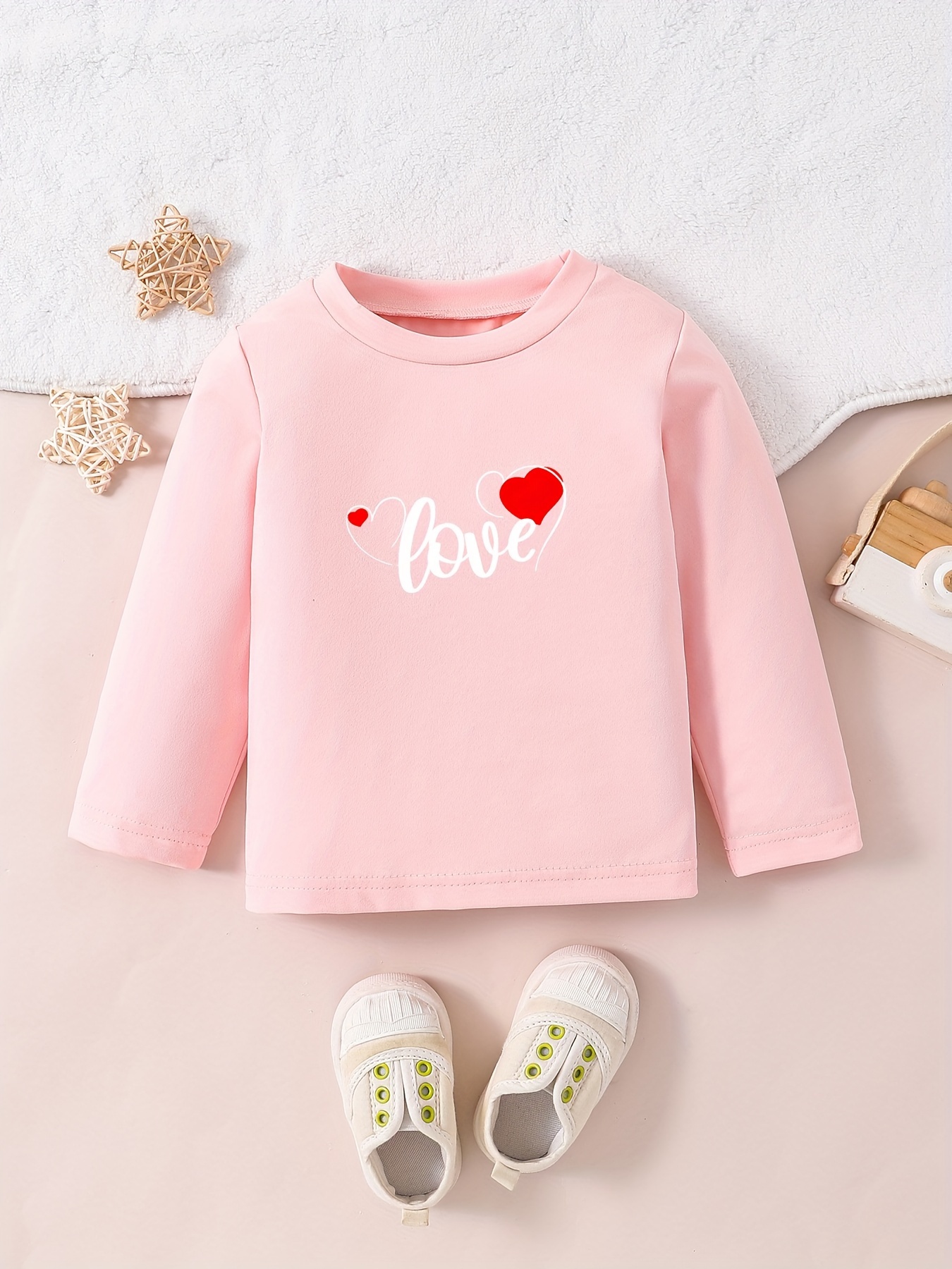 Little Girl Twerkgirls Cotton Long Sleeve T-shirt - Heart Design, Spring &  Autumn Party Wear